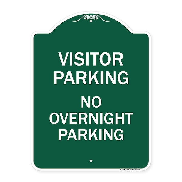 Signmission Visitor Parking Visitor Parking No Overnight Parking, Green & White Alum, 18" x 24", GW-1824-22726 A-DES-GW-1824-22726 - main